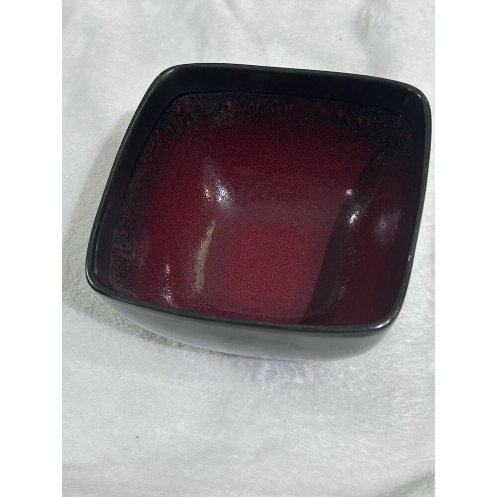 222 Fifth‎ Ravi Genuine Stoneware Single Bowl Red Black Cereal Soup